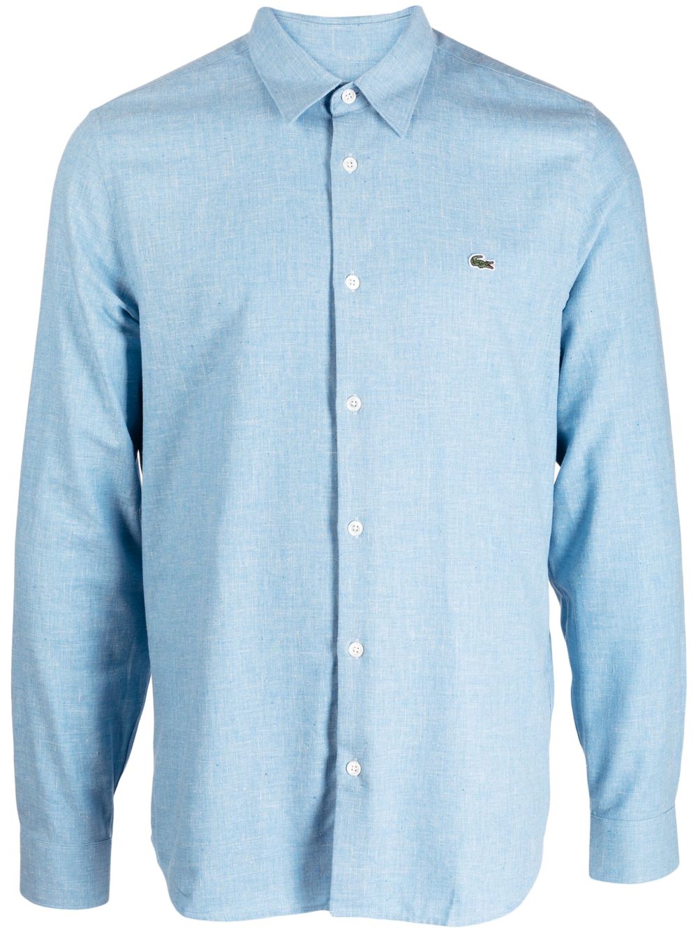Lacoste 鳄鱼标贴竹节纹理衬衫 - 蓝色
