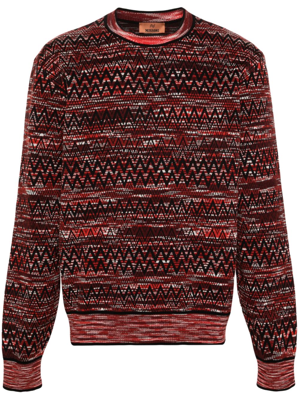 Missoni Z字形图案圆领毛衣 - 红色