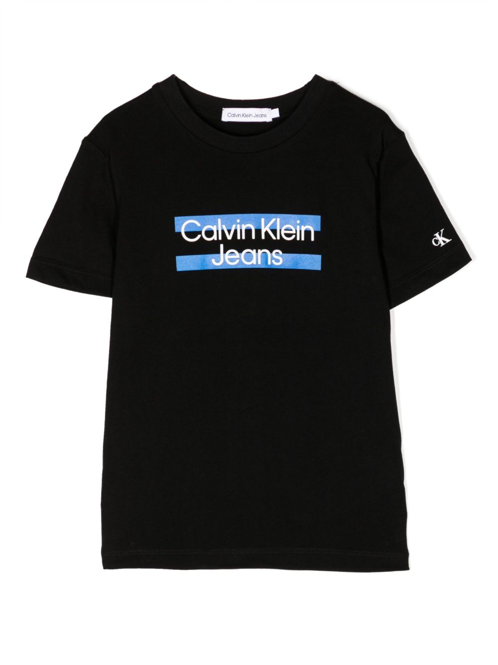 Calvin Klein Kids logo印花棉T恤 - 黑色