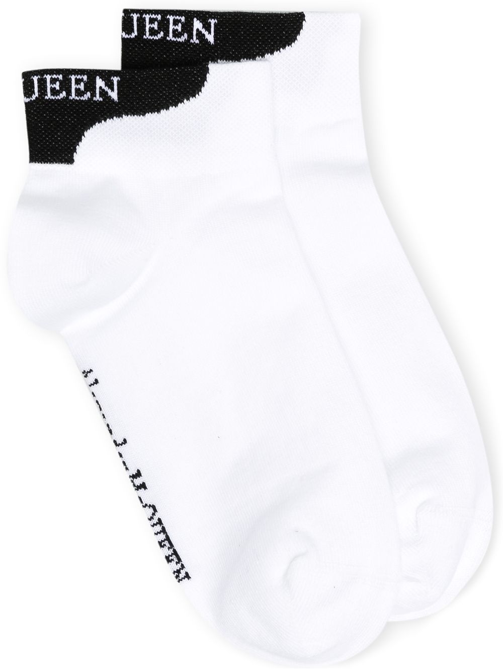 Alexander McQueen logo刺绣针织袜 - 白色