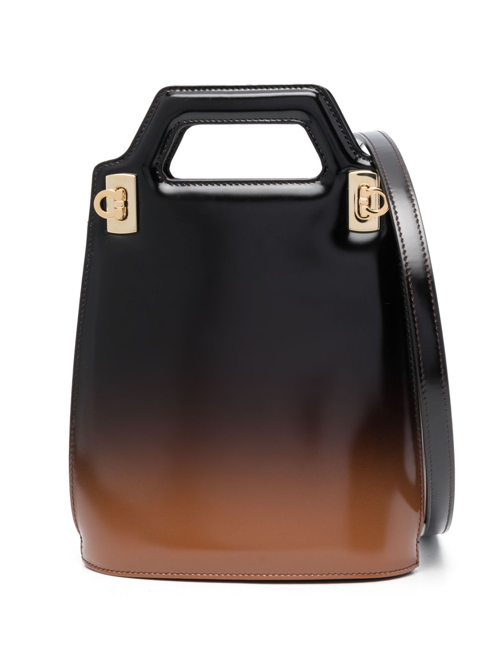 Ferragamo Wanda 渐变色效果皮质单肩包 - 黑色