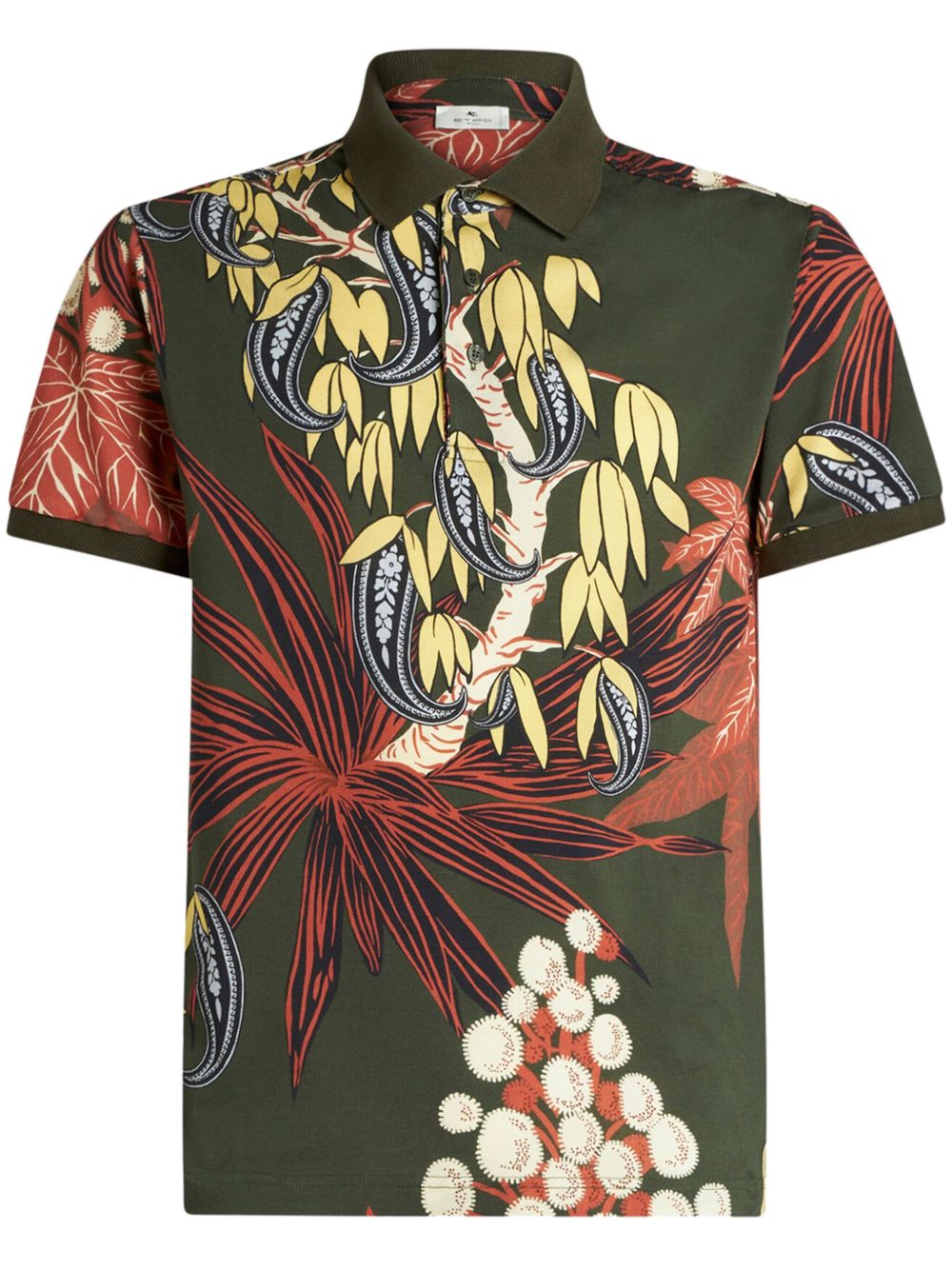 ETRO 叶片印花polo衫 - 绿色