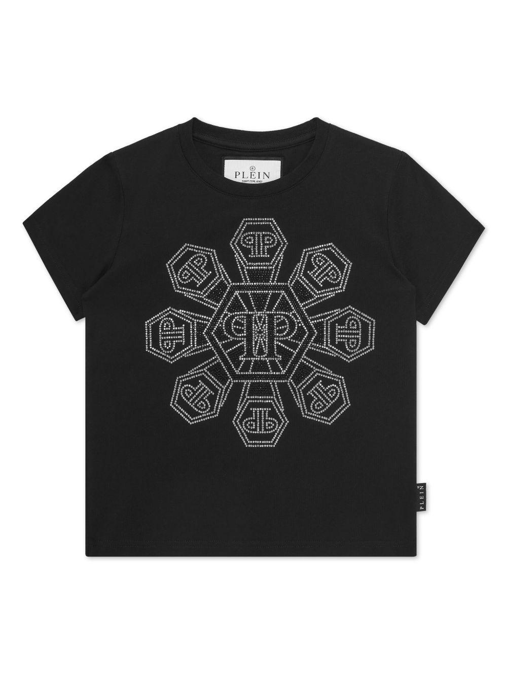 Philipp Plein Junior 经典logo铆钉T恤 - 黑色