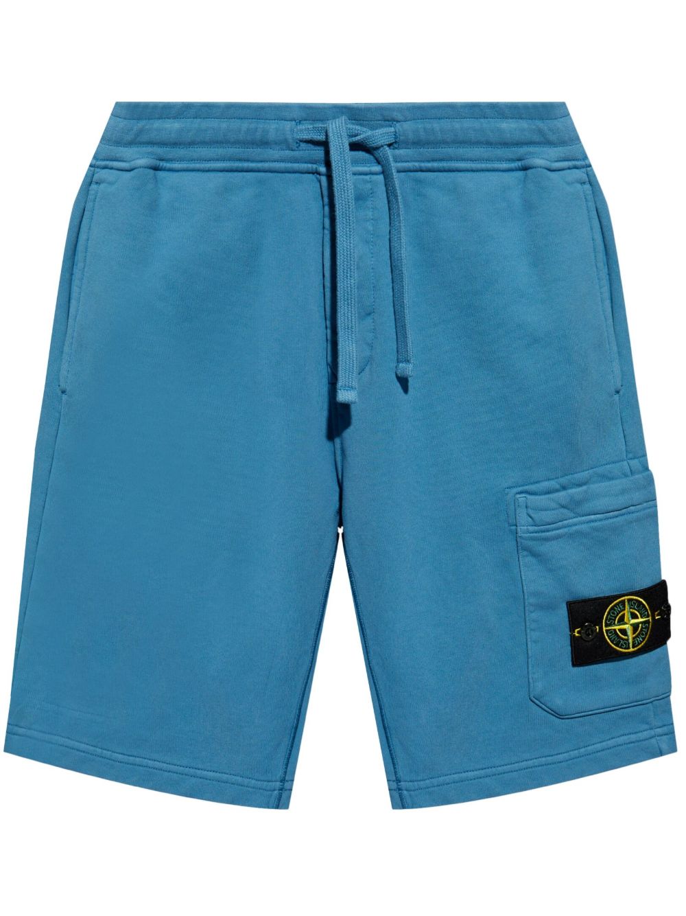 Stone Island 罗盘logo棉抓绒百慕大短裤 - 蓝色
