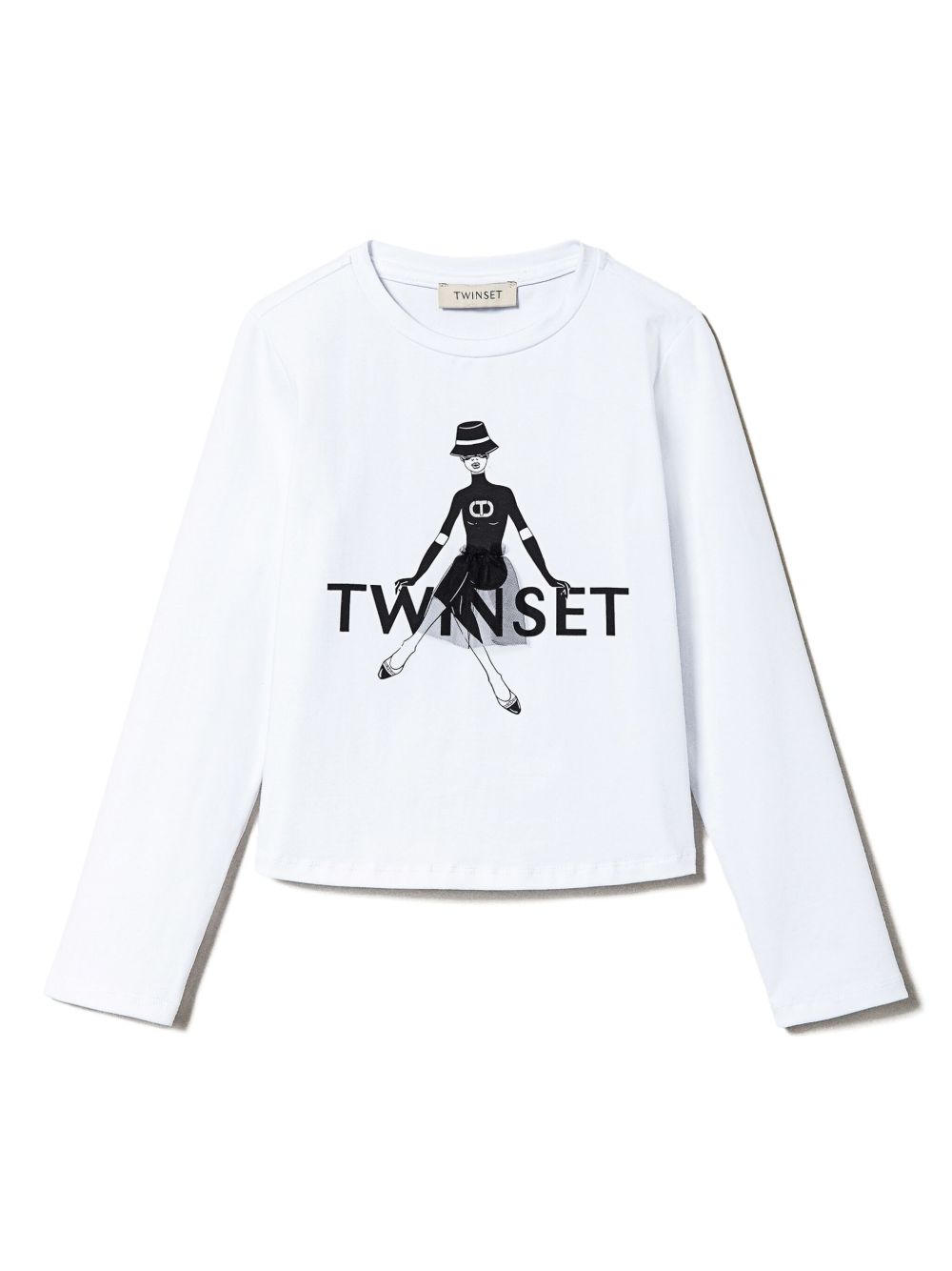 TWINSET Kids 亮片金葱logo印花T恤 - 白色