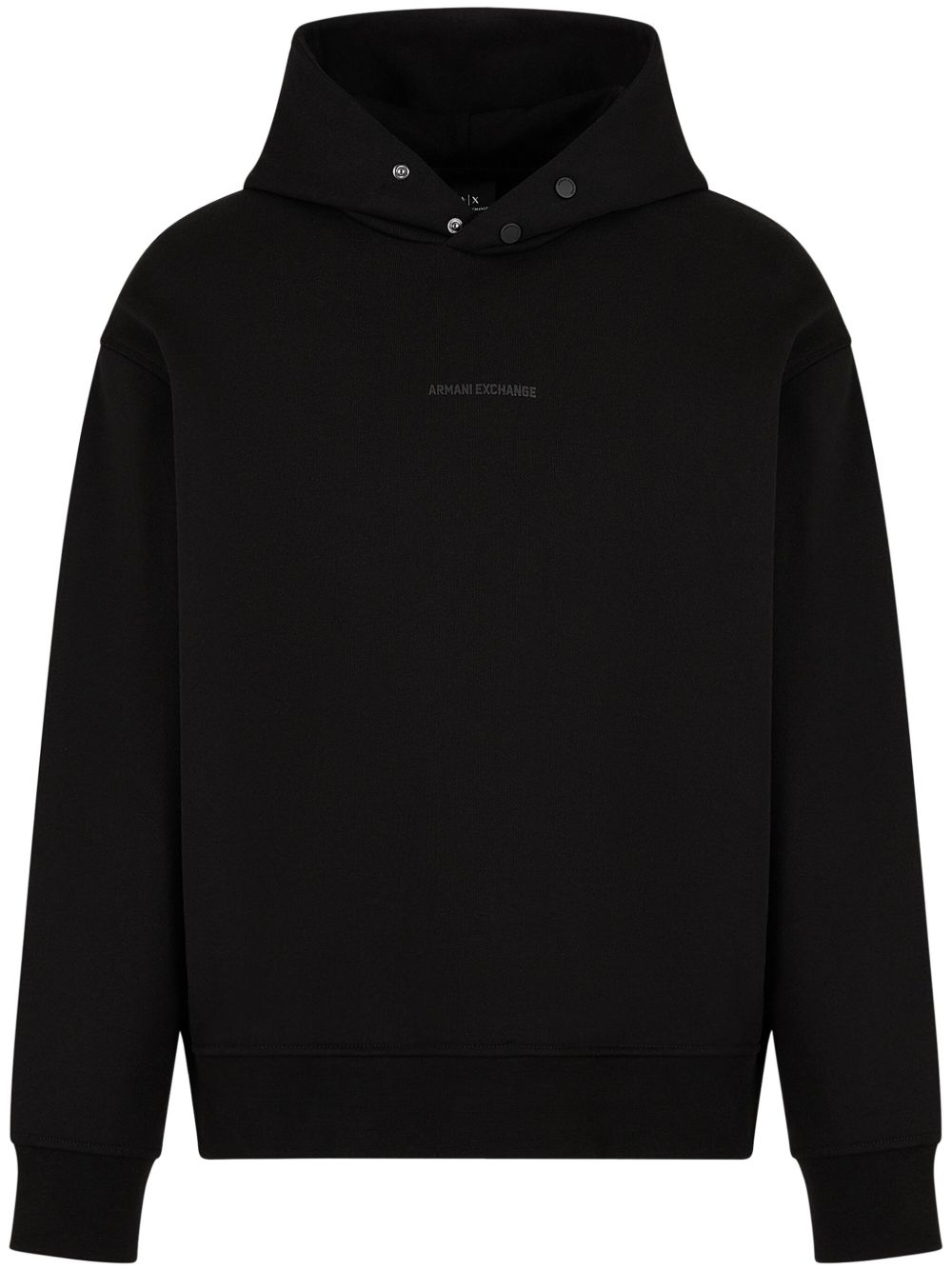 Armani Exchange logo印花连帽衫 - 黑色