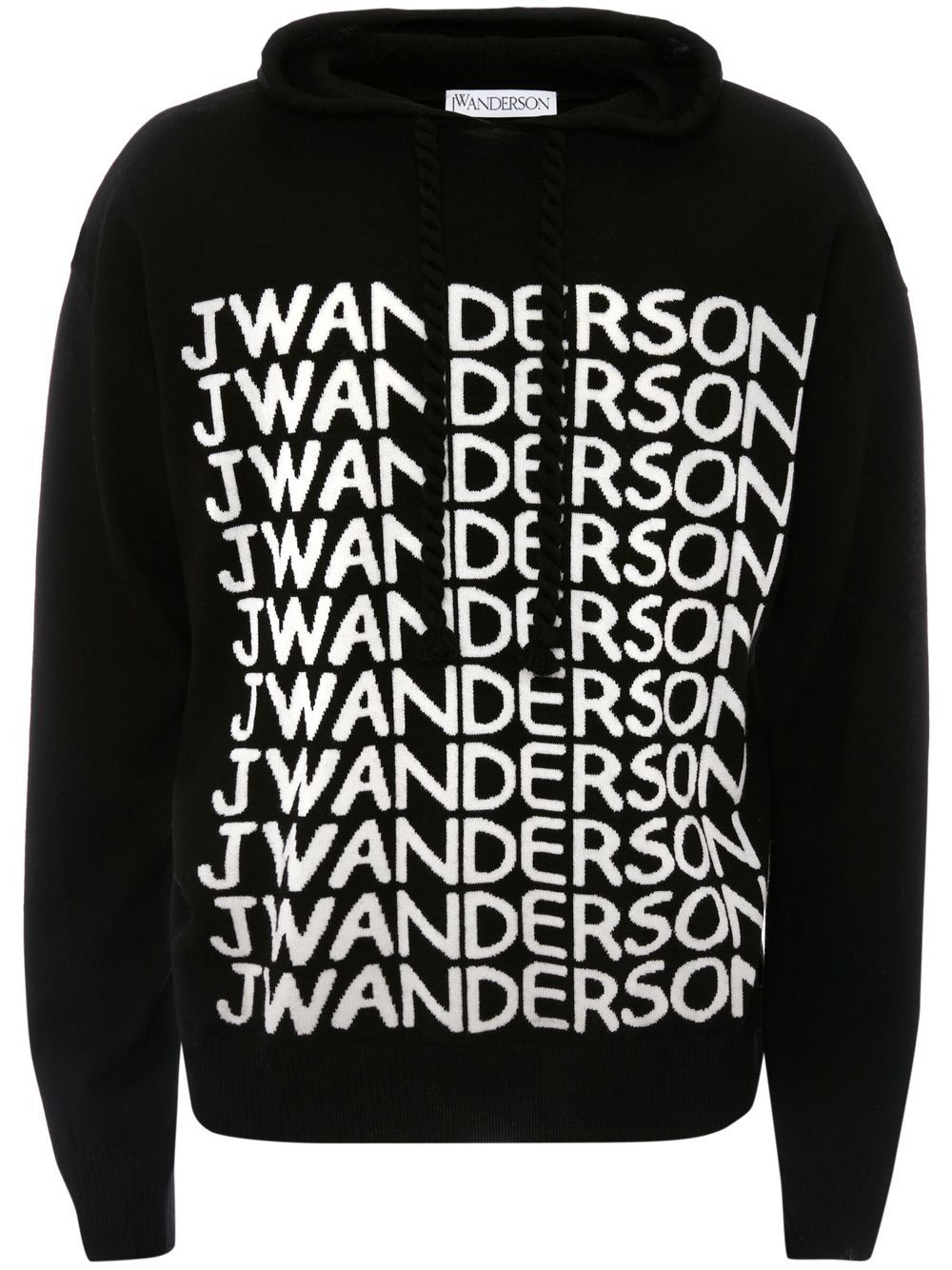 JW Anderson 嵌花logo长袖连帽衫 - 黑色