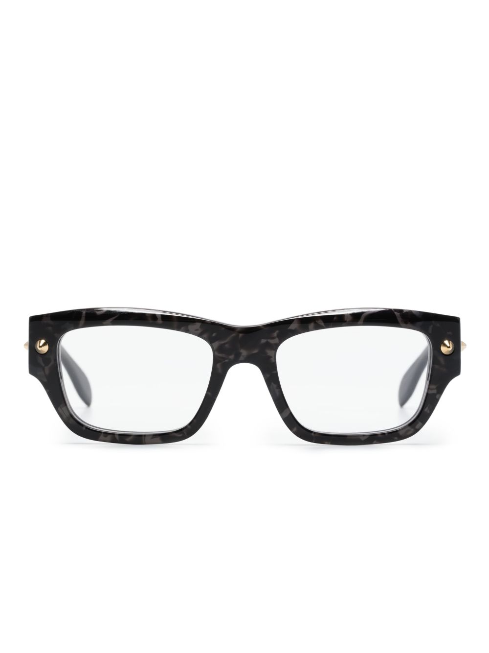 Alexander McQueen Eyewear Wayfarer 镜框尖钉眼镜 - 黑色