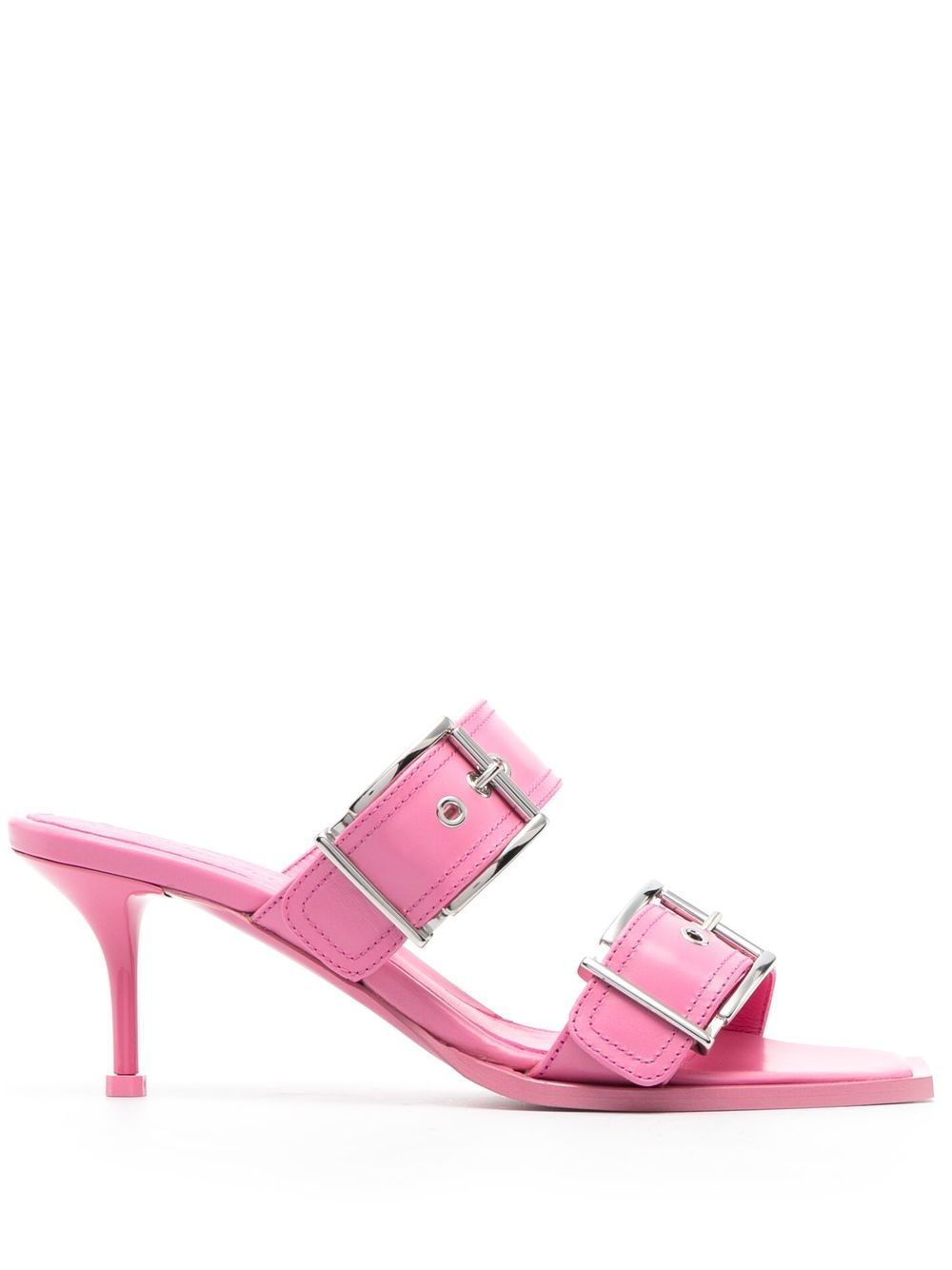 Alexander McQueen 搭扣皮质中跟凉鞋（7.5厘米） - 粉色