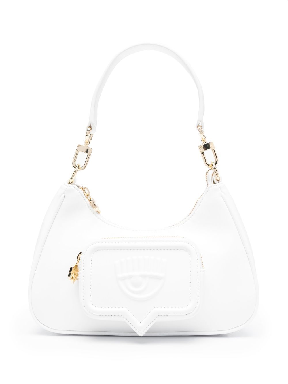 Chiara Ferragni logo凹面压花单肩包 - 白色