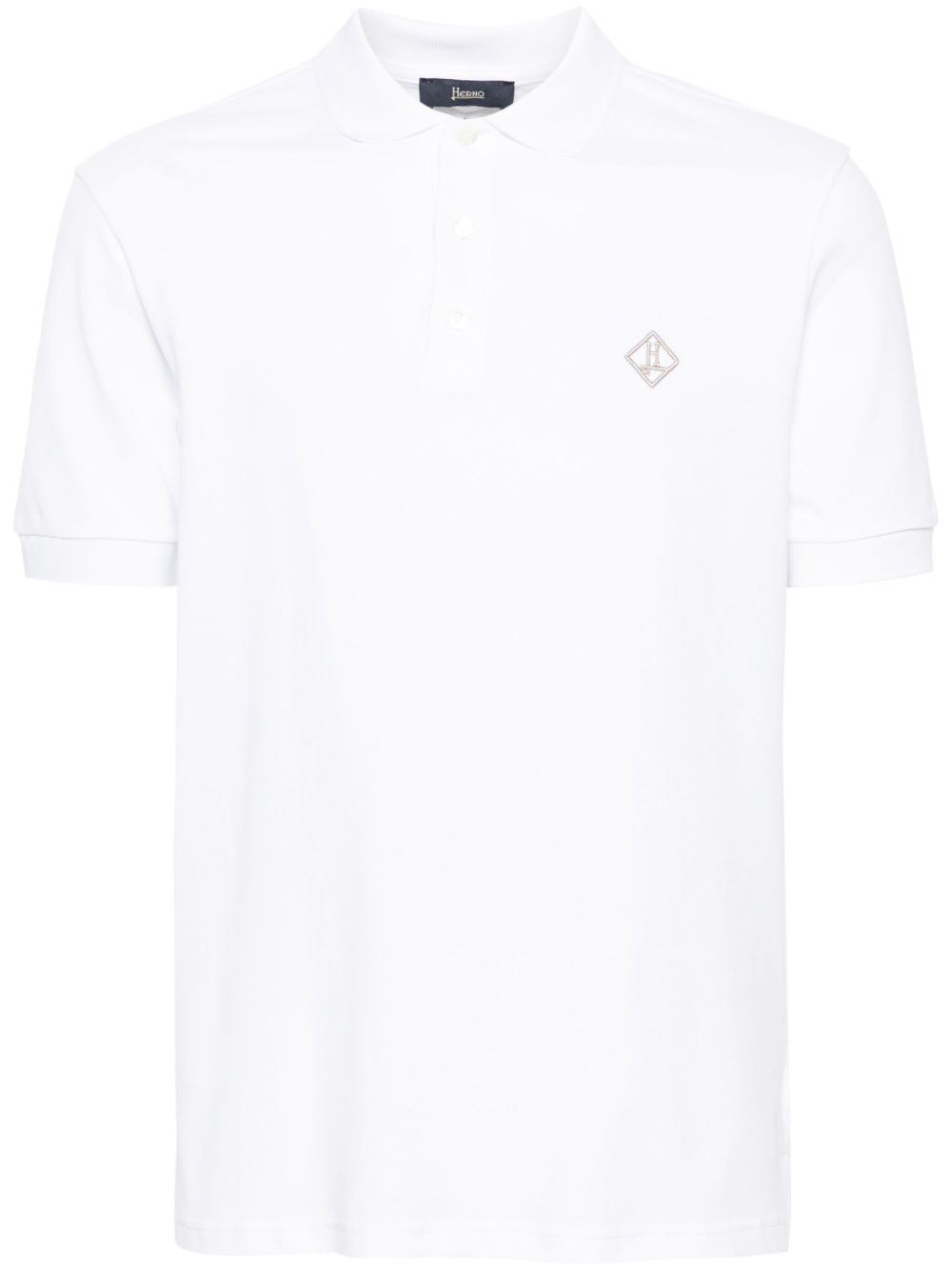 Herno logo刺绣珠地布polo衫 - 白色