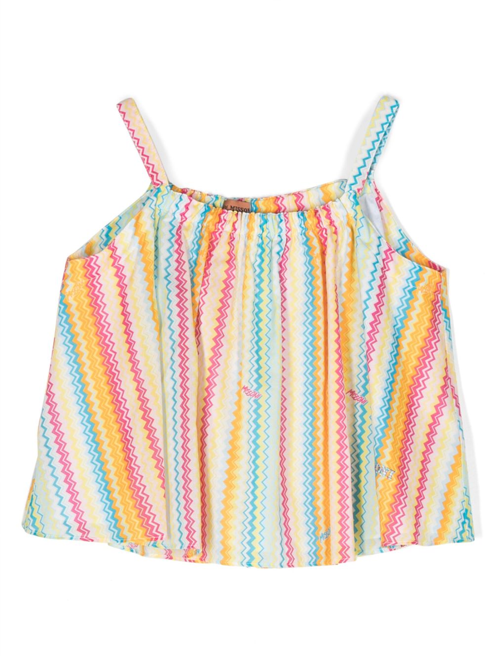 Missoni Kids Z字形图案印花无袖上衣 - 白色