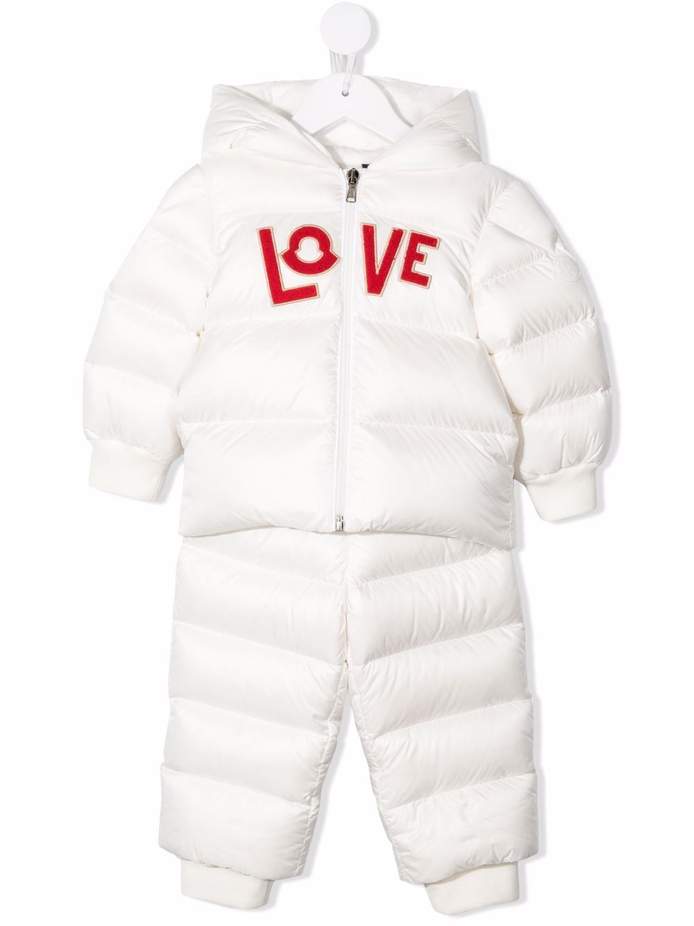 Moncler Enfant Love 填充两件式连体外套 - 白色