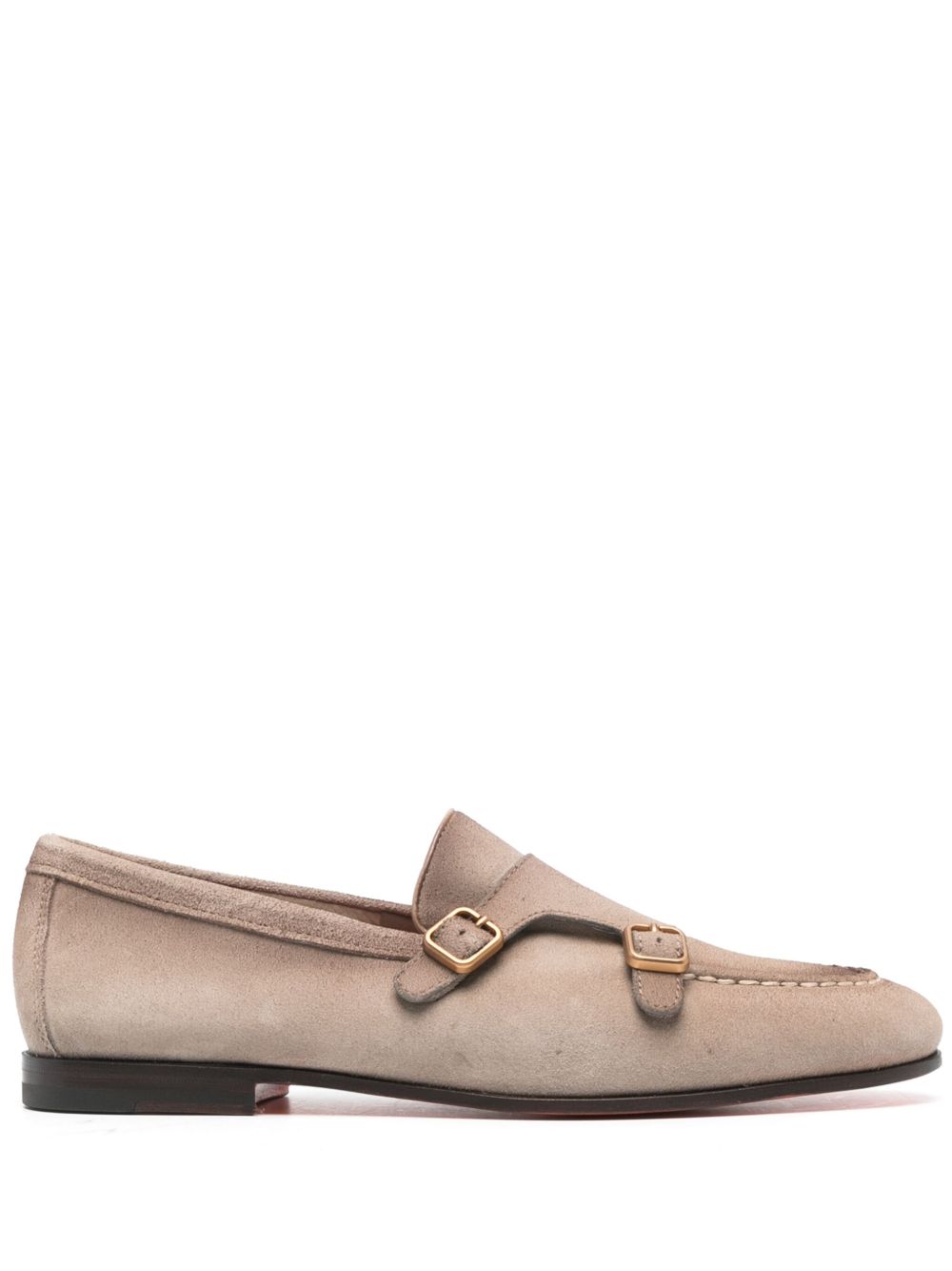 Santoni 搭扣绒面皮孟克鞋 - 中性色