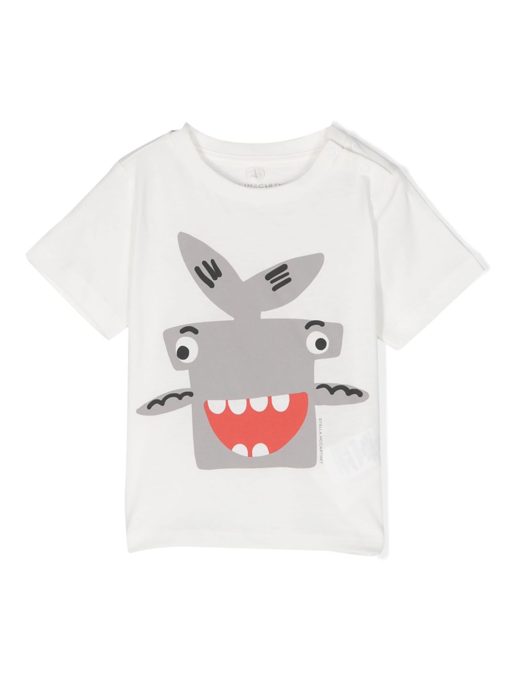 Stella McCartney Kids 鲨鱼印花棉T恤 - 白色