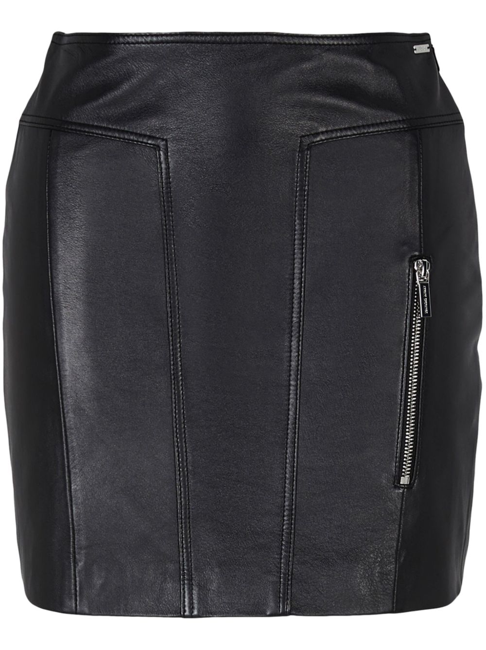 Armani Exchange 皮质迷你半身裙 - 黑色