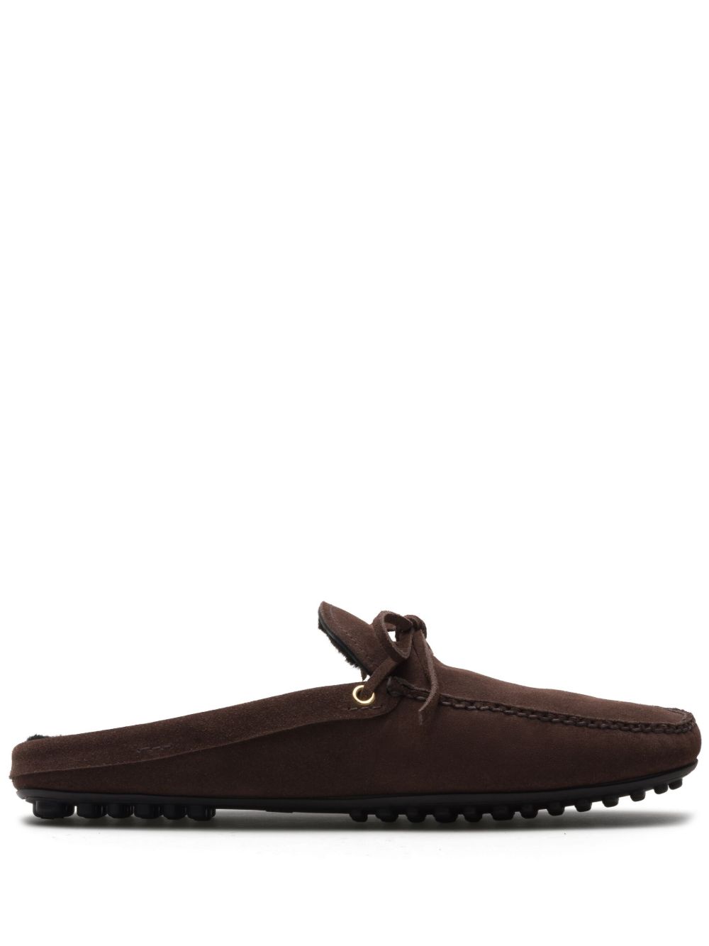 Car Shoe 系带绒面皮拖鞋 - 褐色