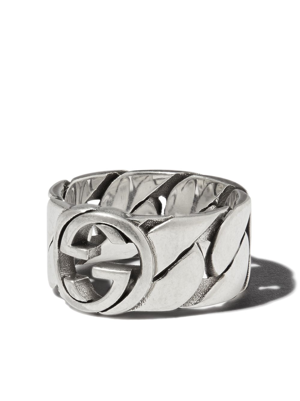 Gucci 古驰 Interlocking G 宽版戒指 - 银色