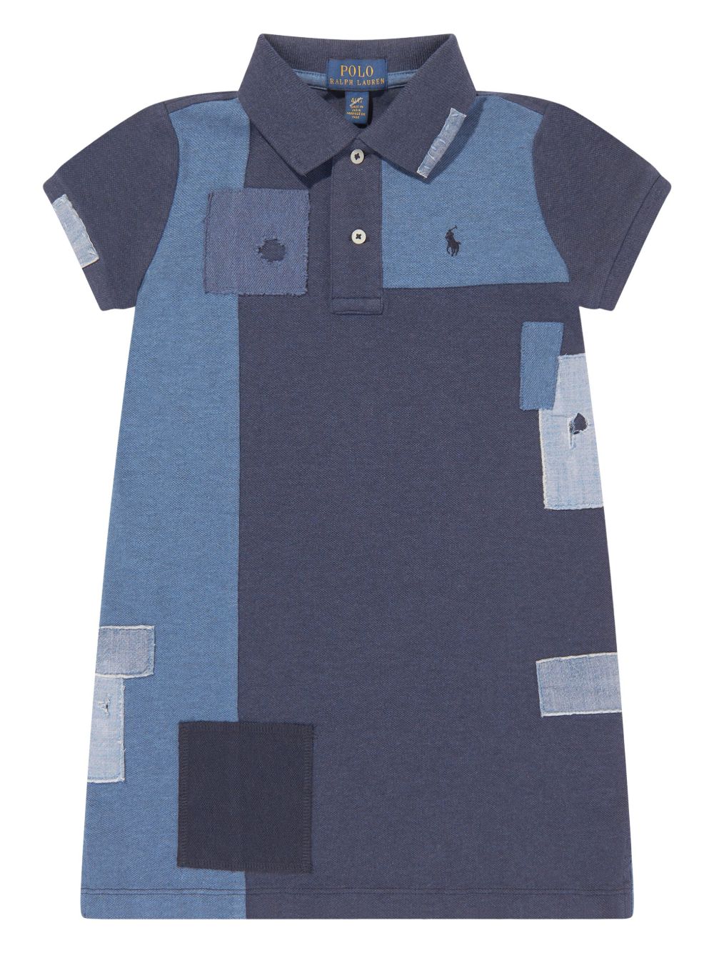 POLO RALPH LAUREN KIDS Polo Pony 刺绣polo领连衣裙 - 蓝色