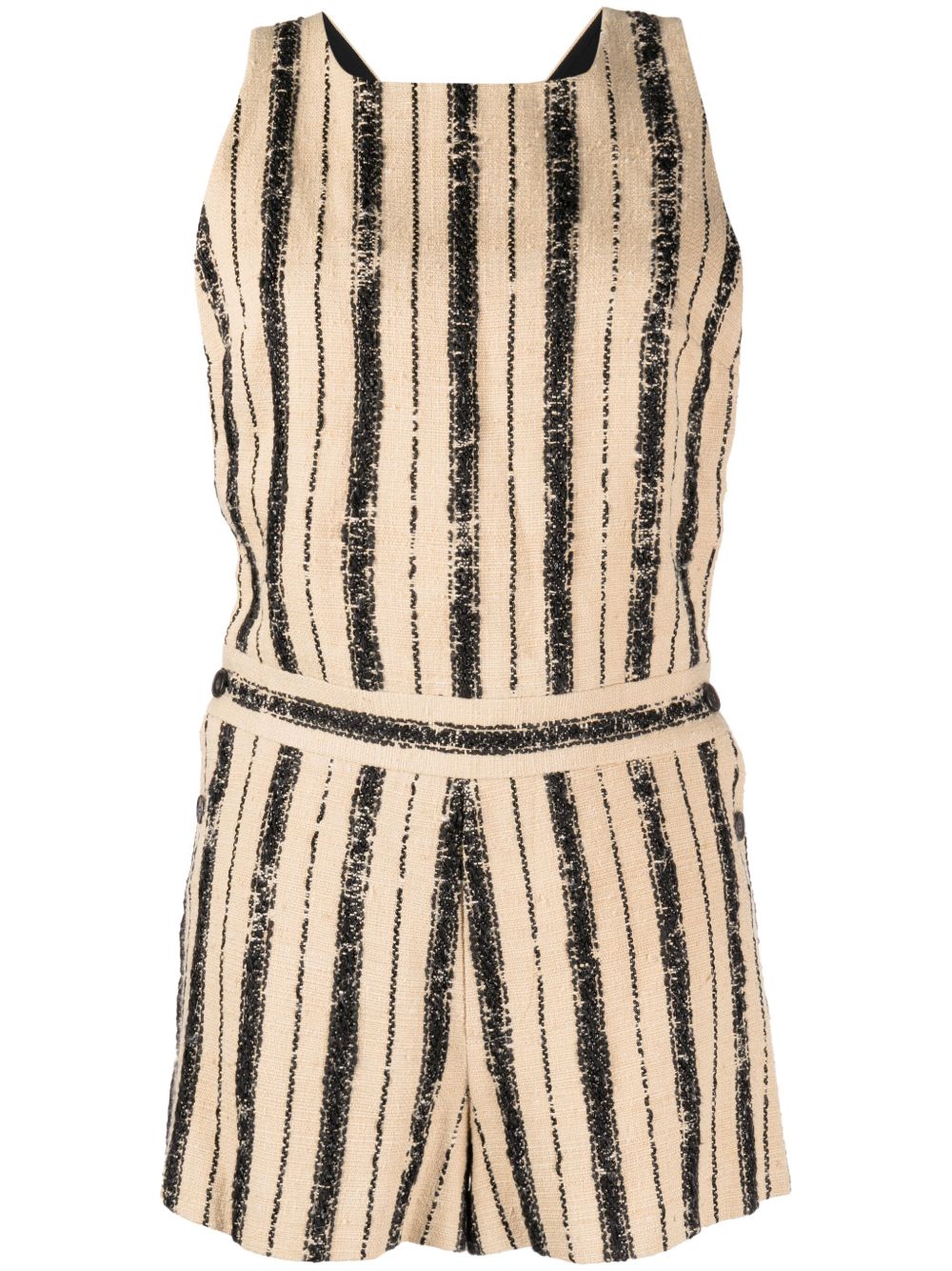 Christian Dior Pre-Owned 交叉背条纹连体短裤（典藏款） - 黑色