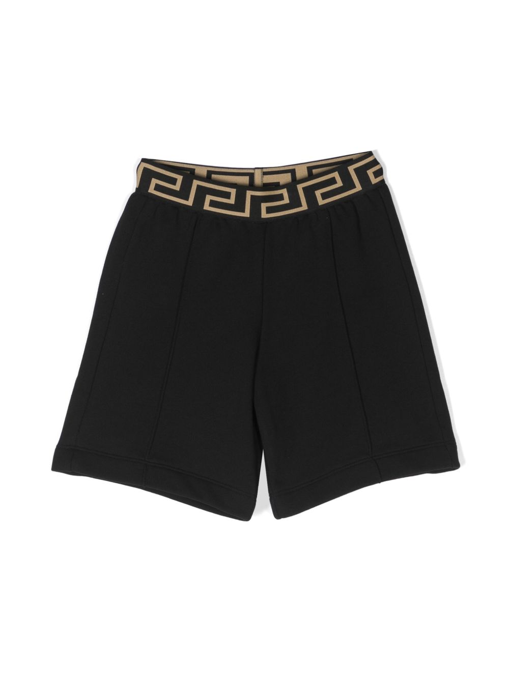 Versace Kids 美杜莎刺绣棉短裤 - 黑色