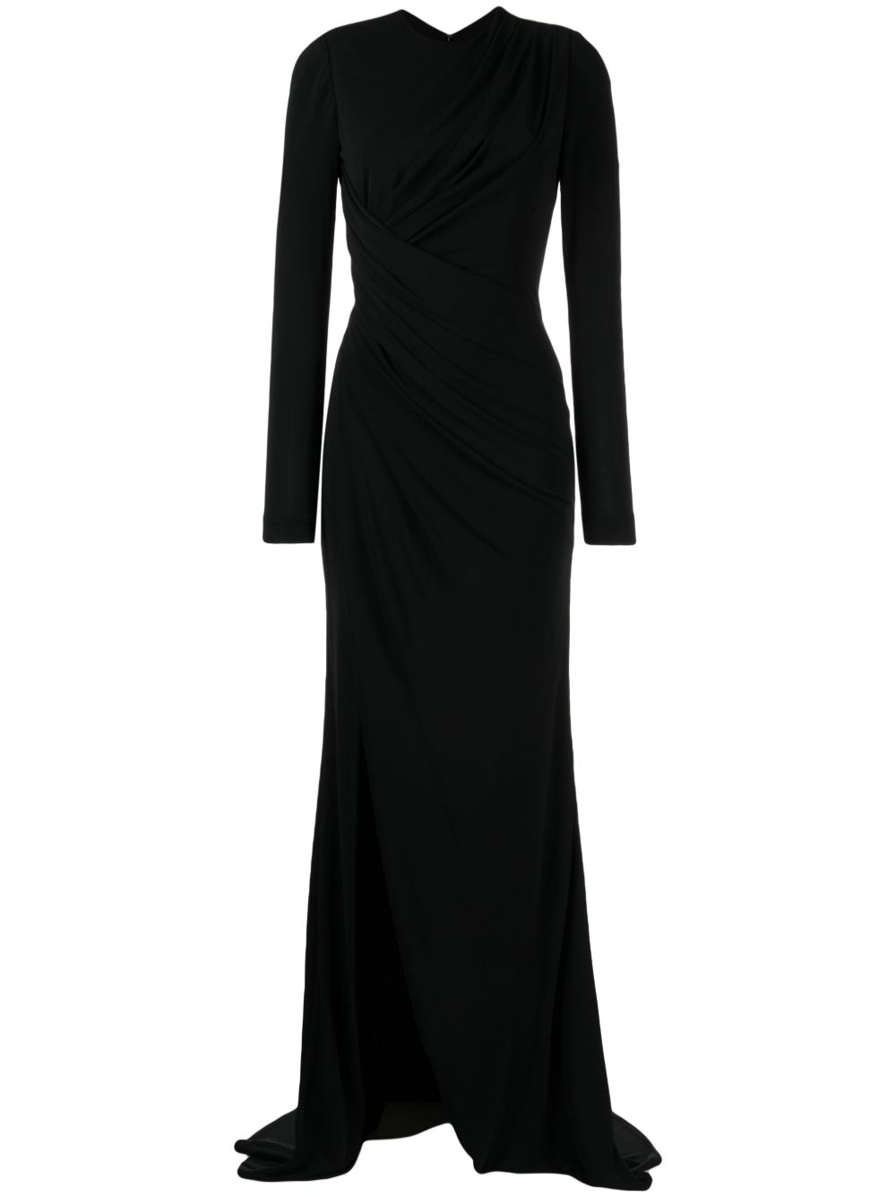 Elie Saab 长袖垂坠礼服 - 黑色