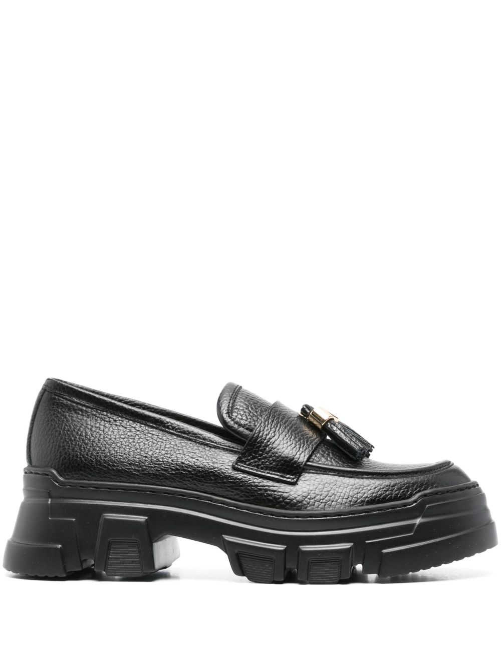 Pollini Lady Brave Moose皮质乐福鞋 - 黑色