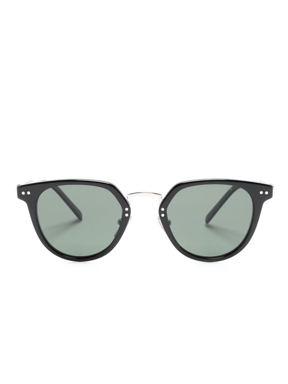 Prada Eyewear 有色镜片圆框太阳眼镜 - 黑色