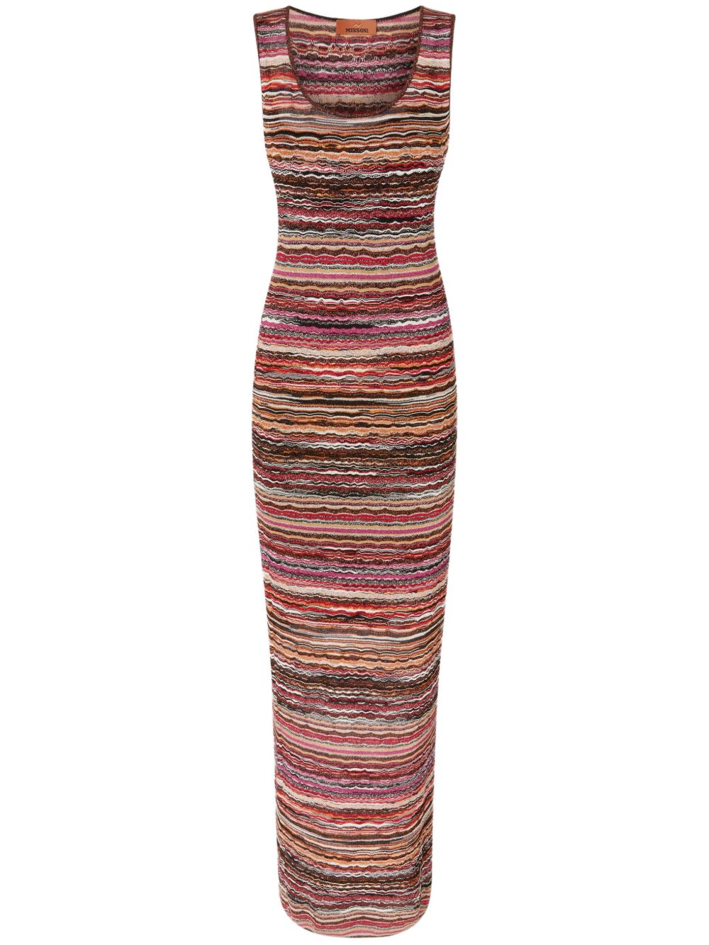 Missoni 波浪图案超长连衣裙 - 红色
