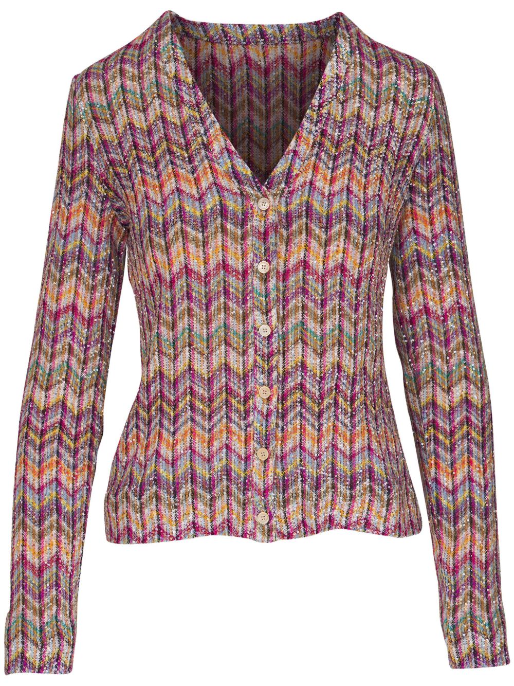 Missoni Z字形图案亮片开衫 - 粉色