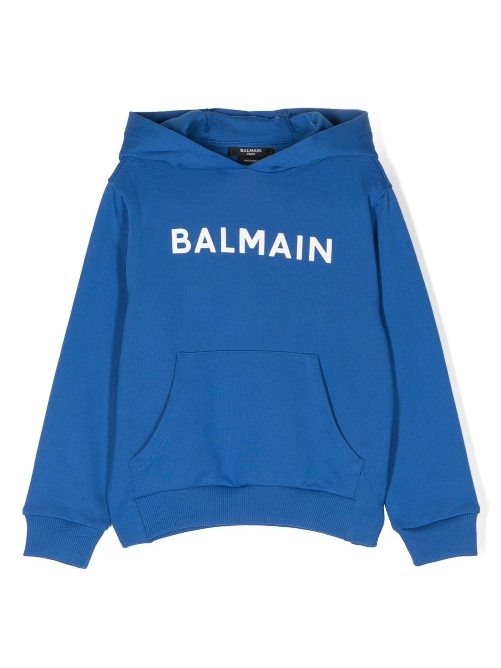 Balmain Kids logo印花棉连帽衫 - 蓝色