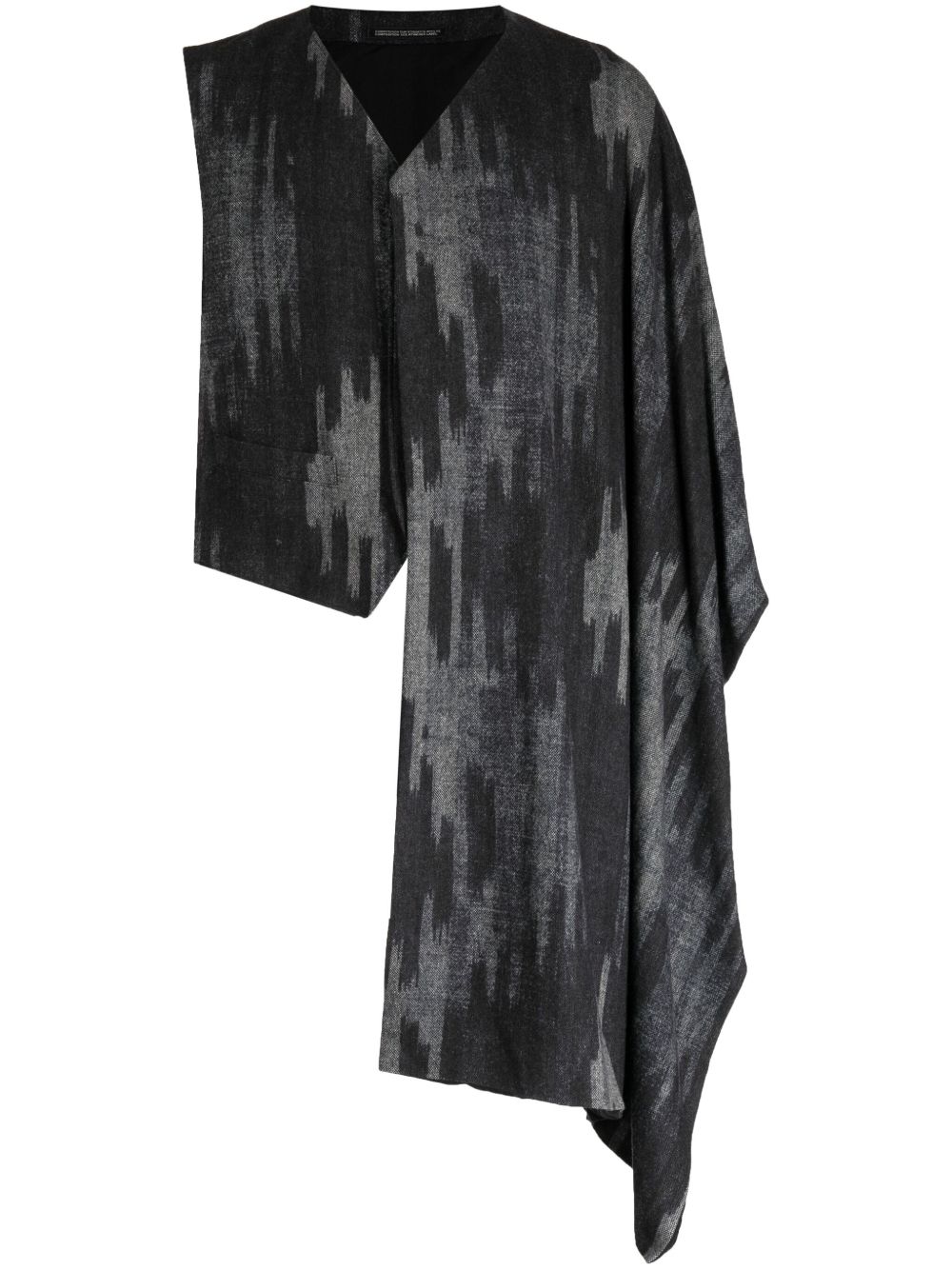 Yohji Yamamoto 图案印花纹理不对称马甲 - 黑色