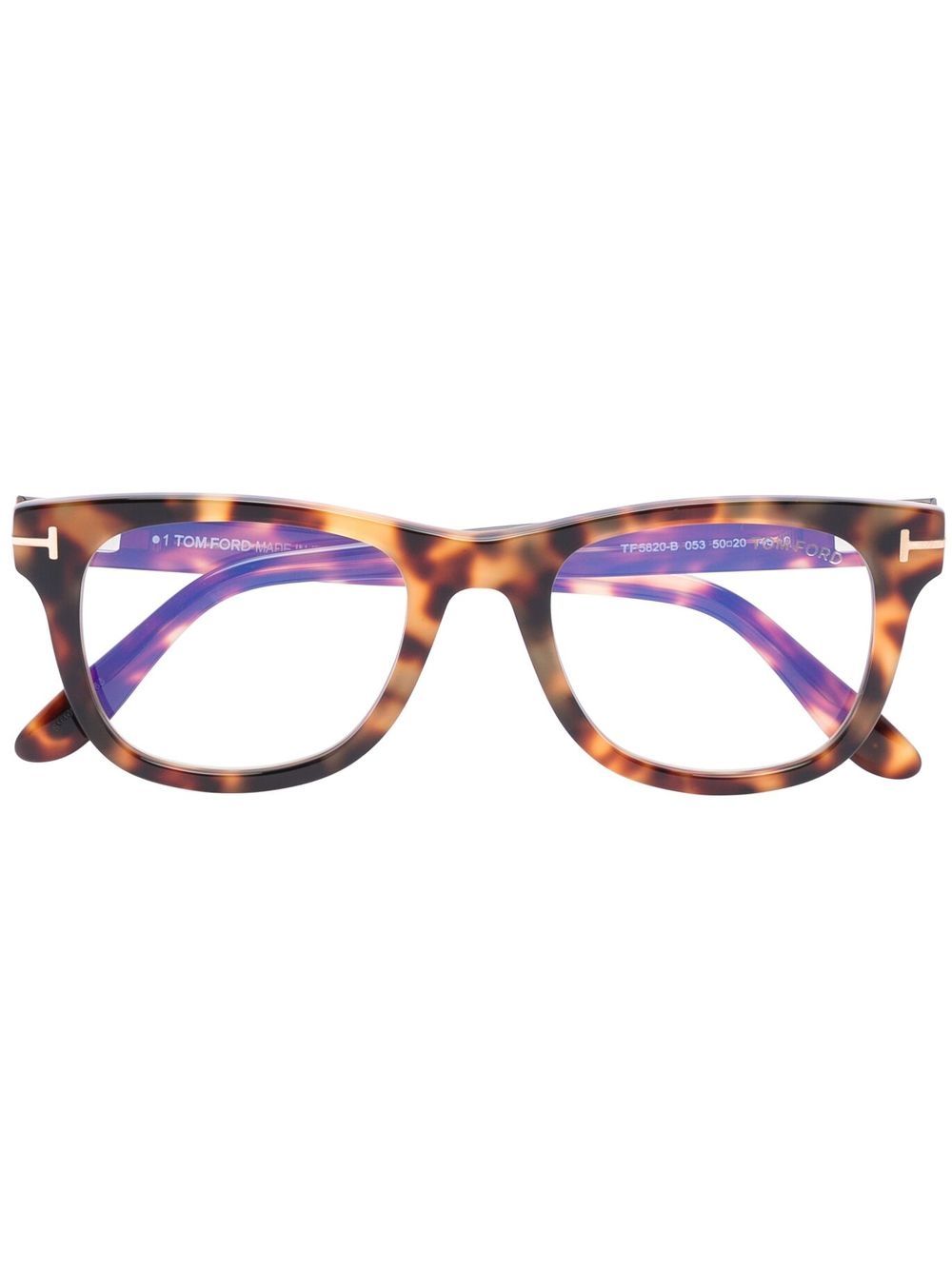 TOM FORD Eyewear 玳瑁纹效果有色镜片眼镜 - 褐色