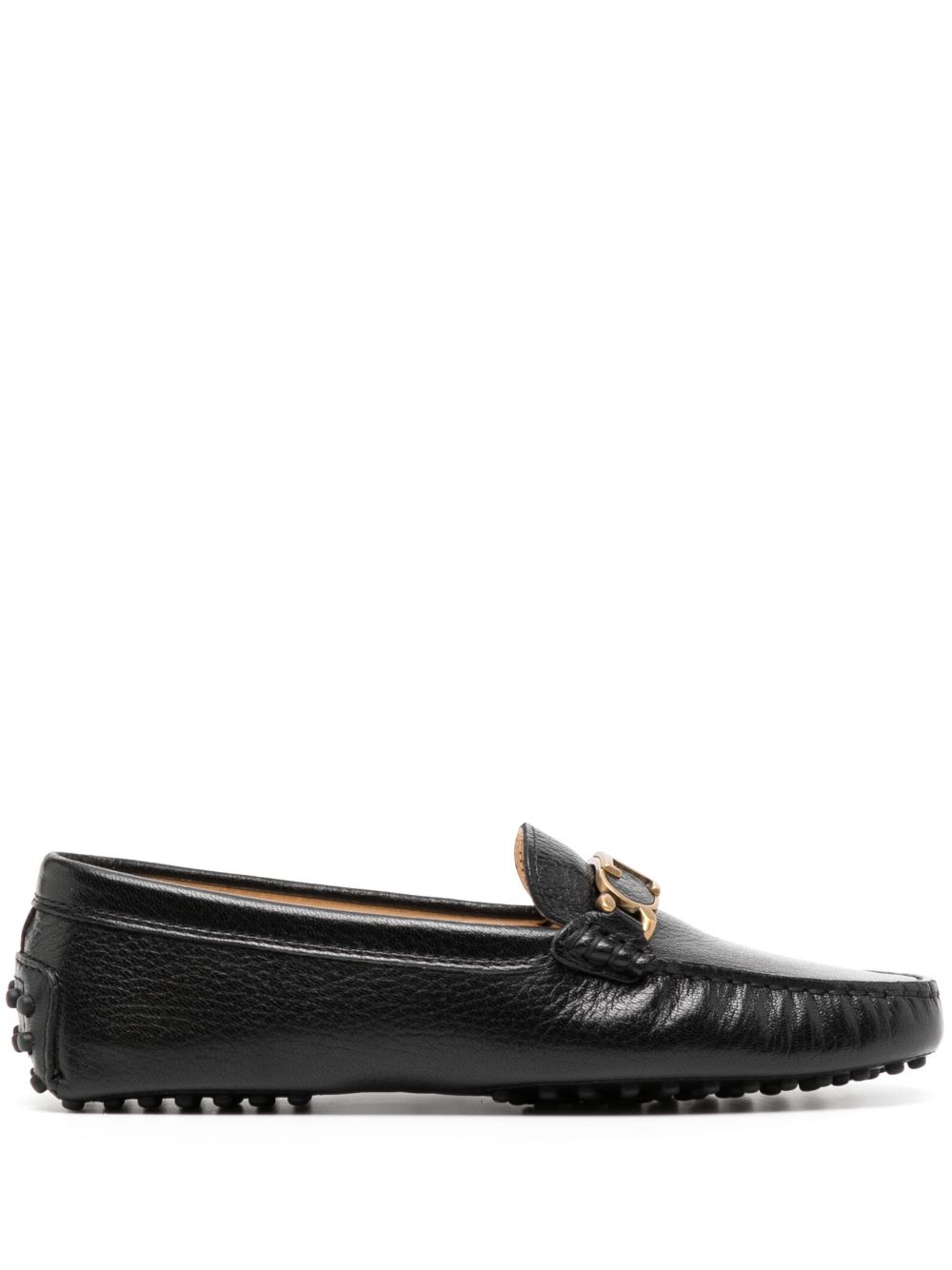 Tod's logo标牌皮质乐福鞋 - 黑色