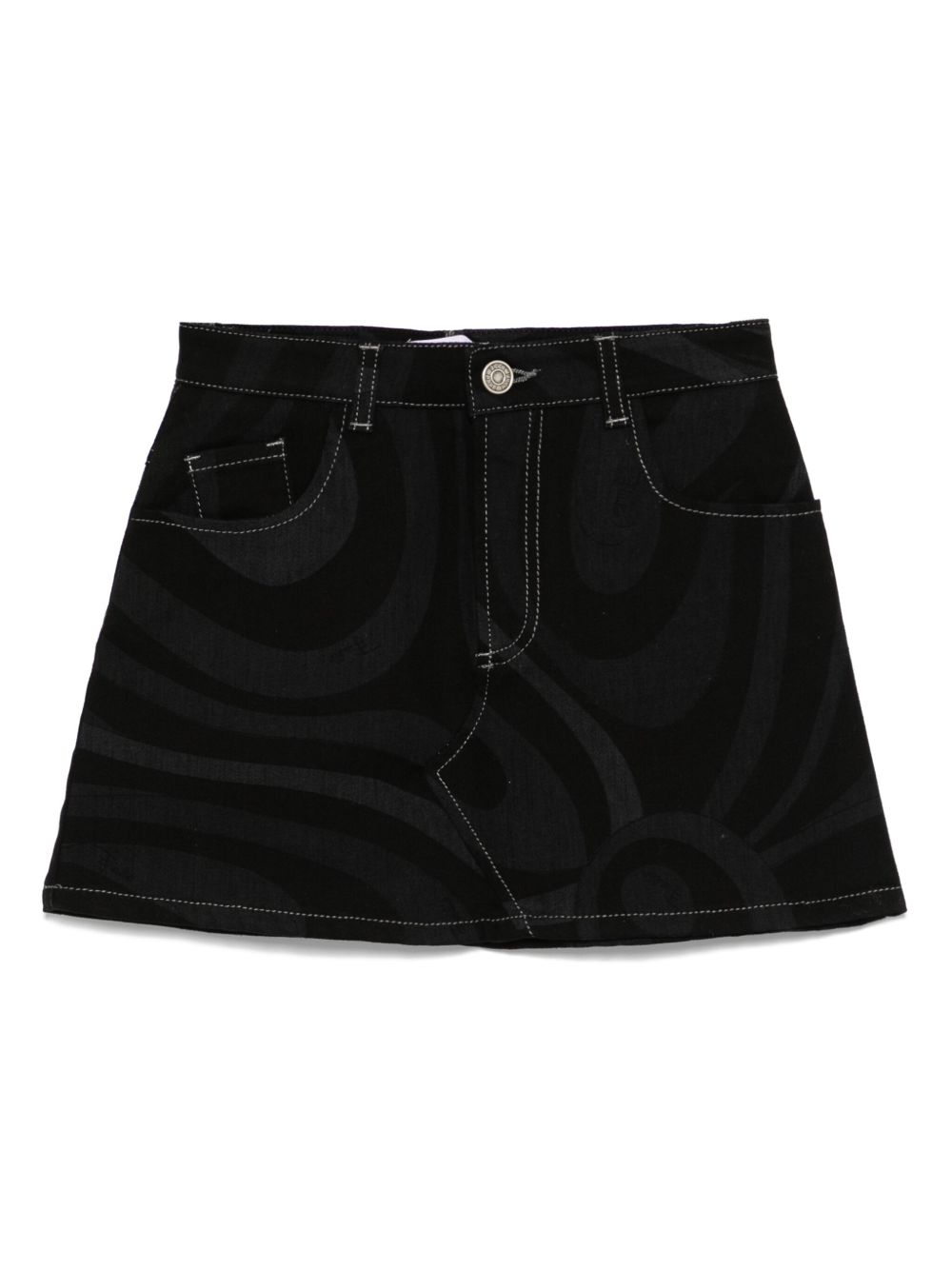 PUCCI Junior Marmo 印花牛仔半身裙 - 黑色