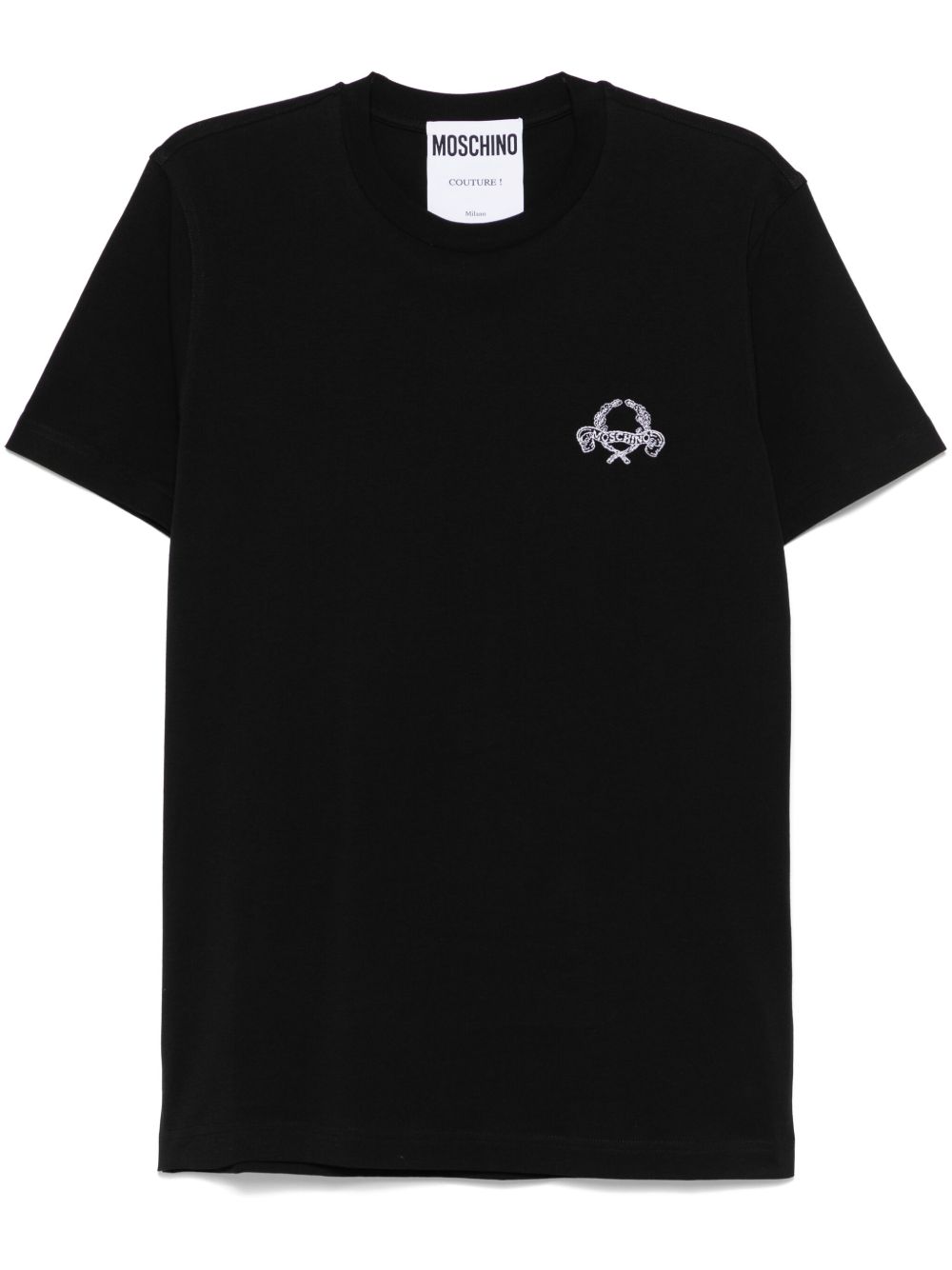 Moschino logo刺绣T恤 - 黑色