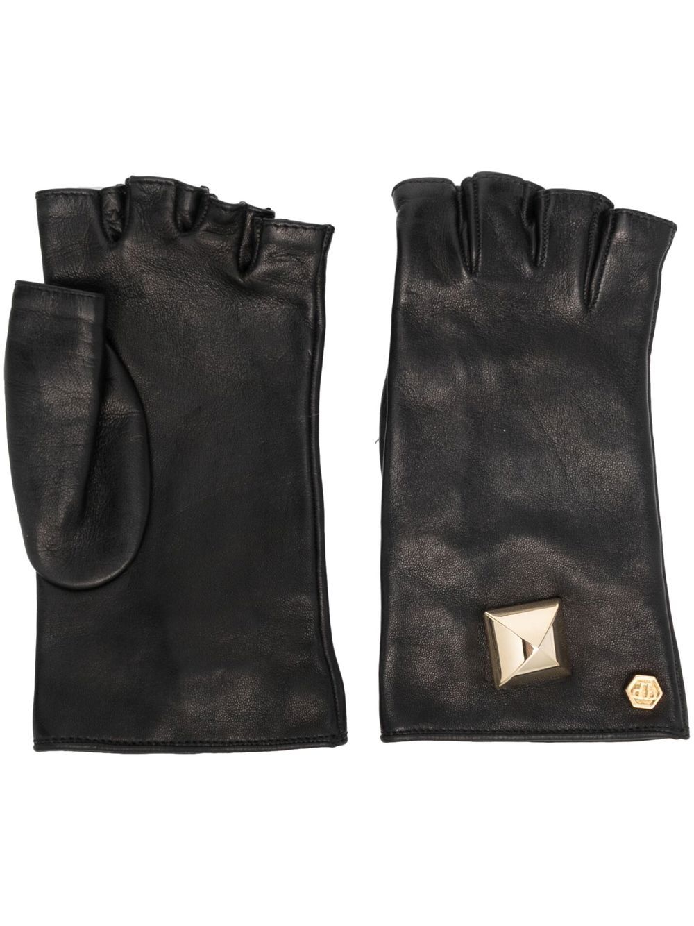 Philipp Plein 铆钉缀饰驾驶手套 - 黑色