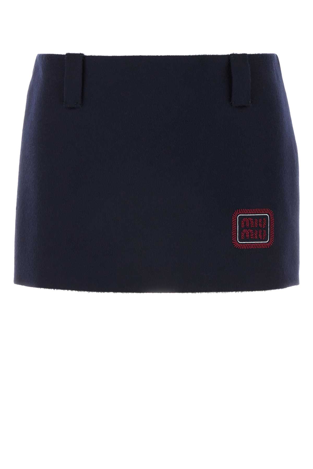 Miu Miu Dark Blue Wool Blend Mini Skirt
