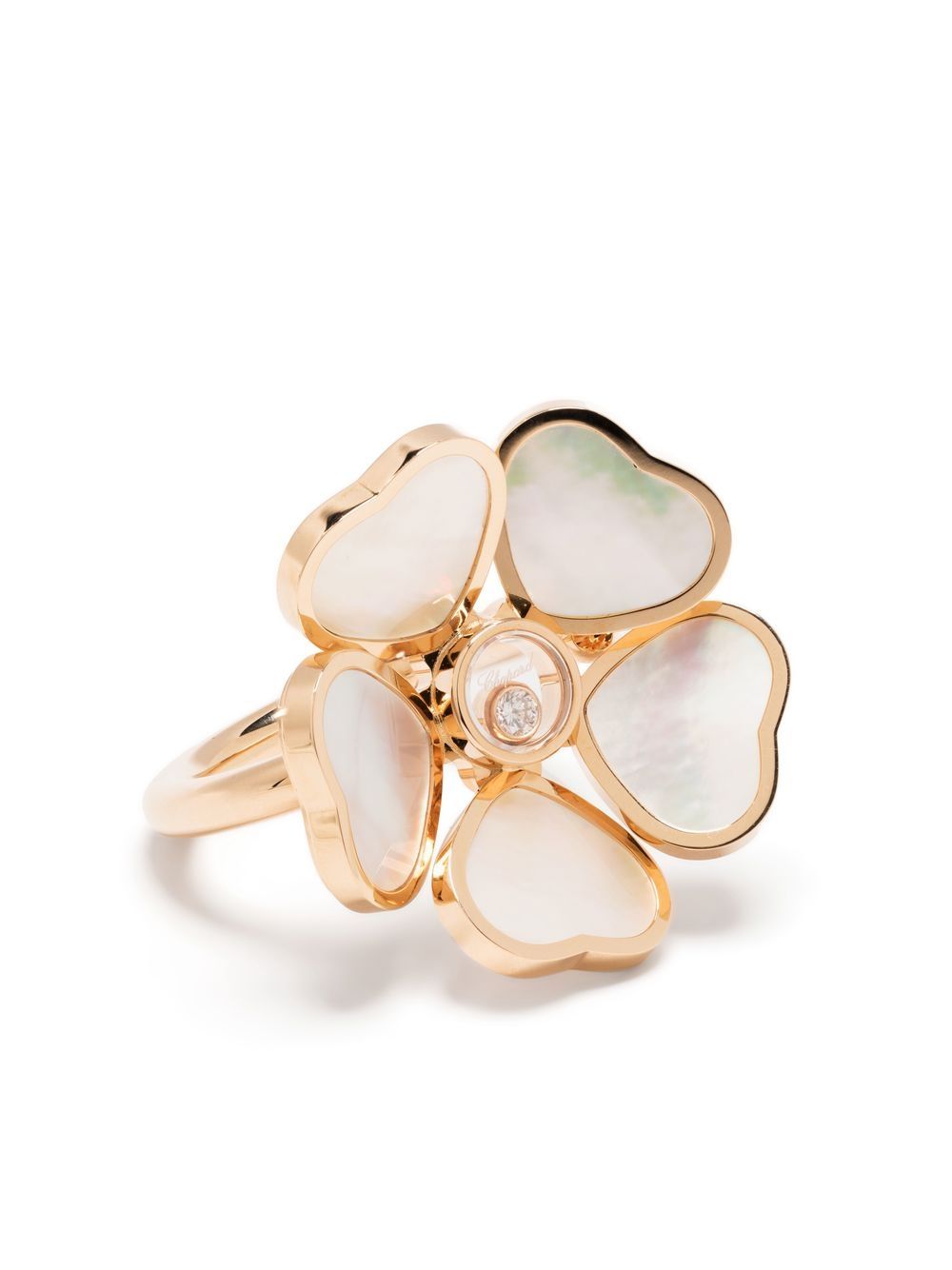 Chopard Happy Hearts Flower 18K玫瑰金钻石戒指 - 金色