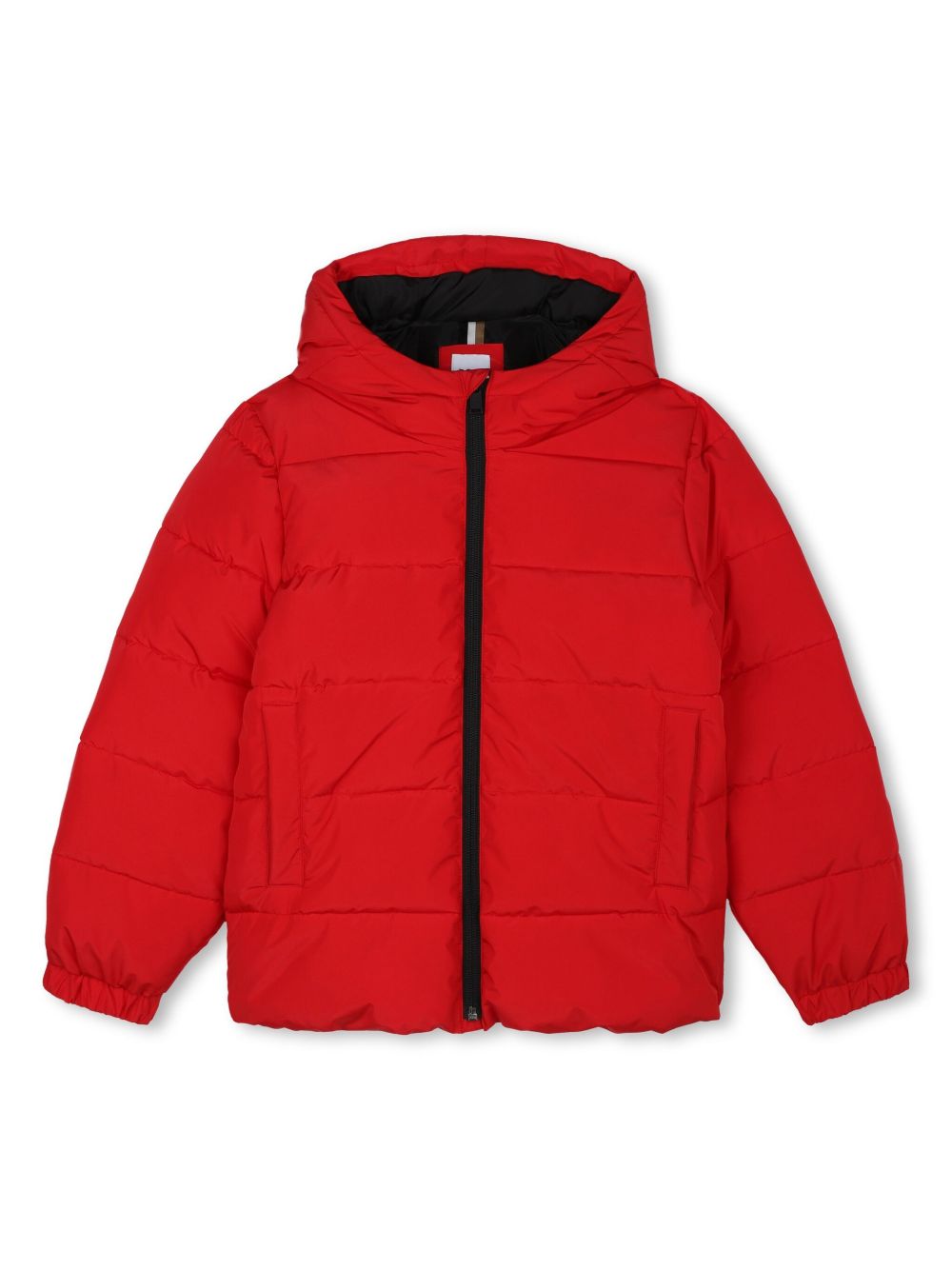 BOSS Kidswear logo印花连帽填充夹克 - 红色