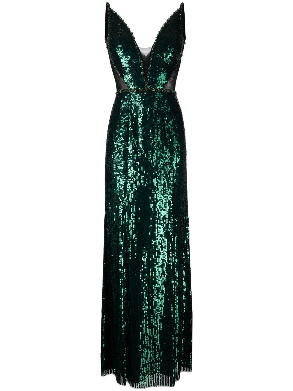 Jenny Packham Ayanna 亮片无袖礼服 - 绿色