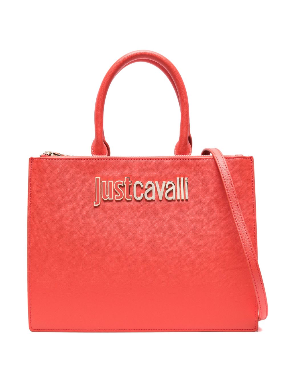 Just Cavalli logo人造皮革手提包 - 红色