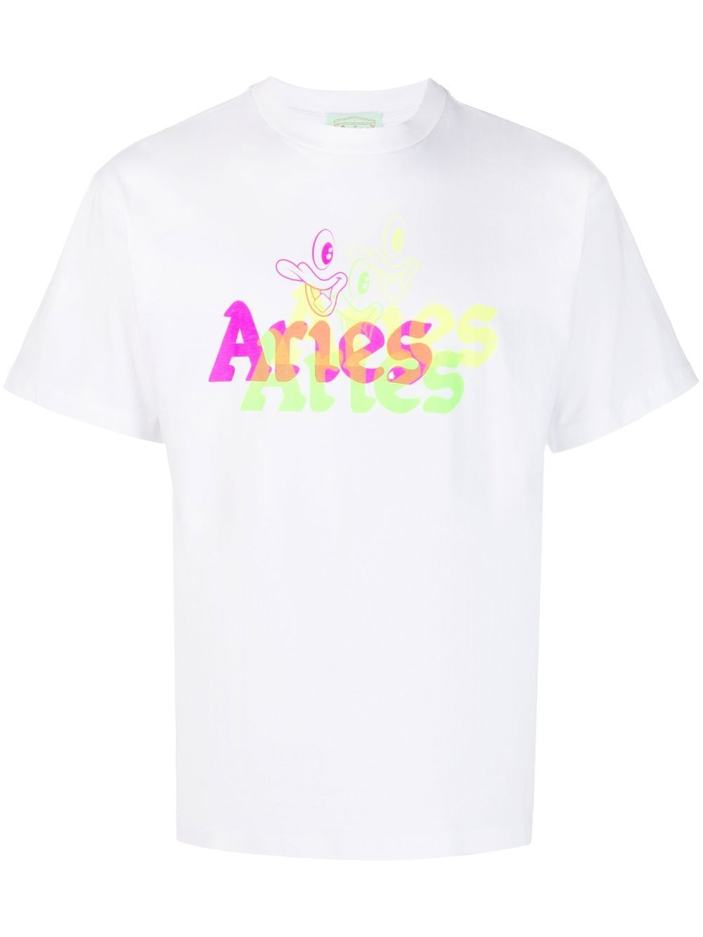 Aries logo印花细节T恤 - 白色