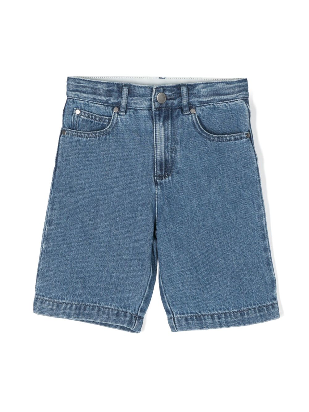 Stella McCartney Kids logo贴花牛仔短裤 - 蓝色