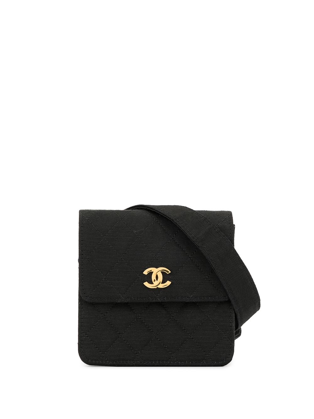 CHANEL Pre-Owned 菱形绗缝腰包 - 黑色