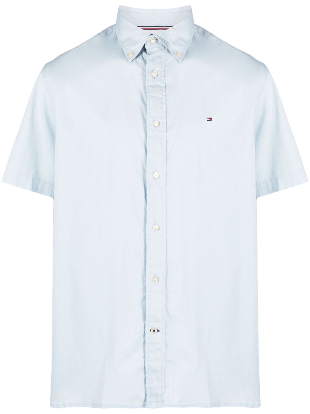 Tommy Hilfiger logo刺绣府绸衬衫 - 蓝色