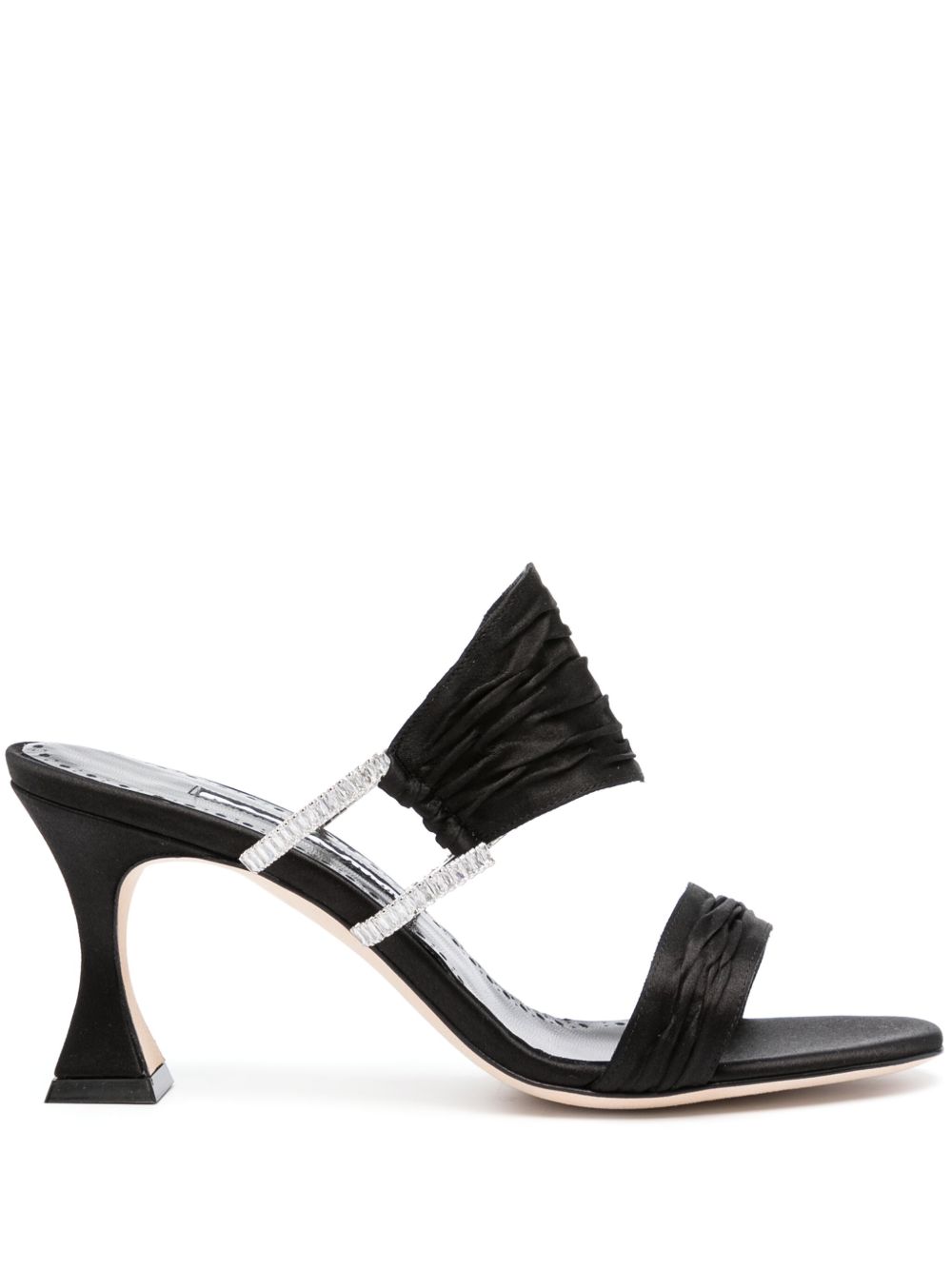 Manolo Blahnik Chinap 缎面高跟穆勒鞋 - 黑色