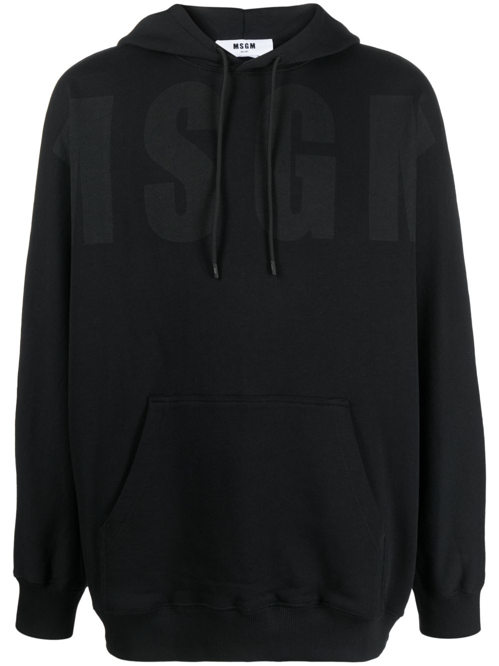 MSGM logo印花棉连帽衫 - 黑色