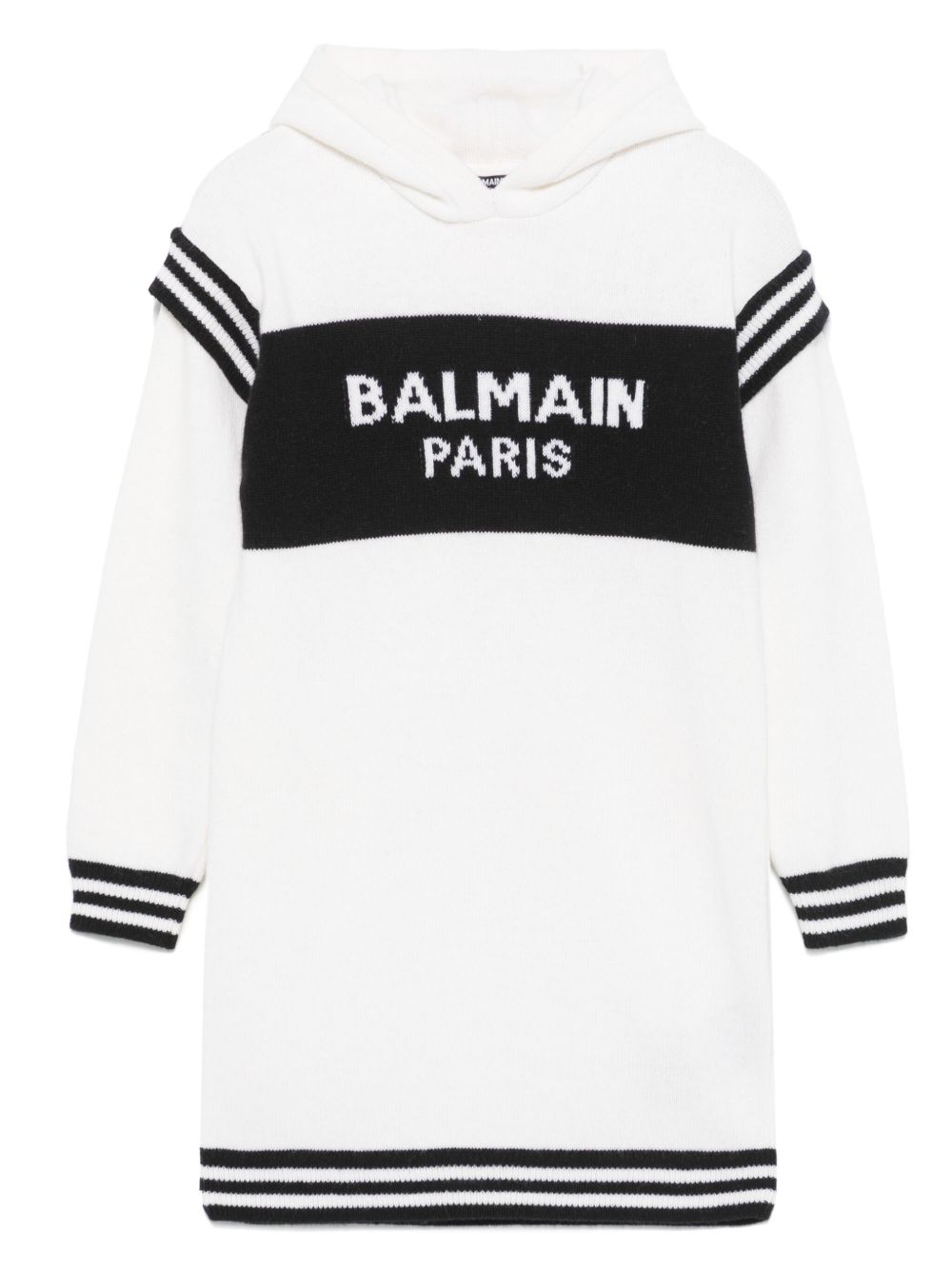 Balmain Kids logo嵌花针织连衣裙 - 中性色