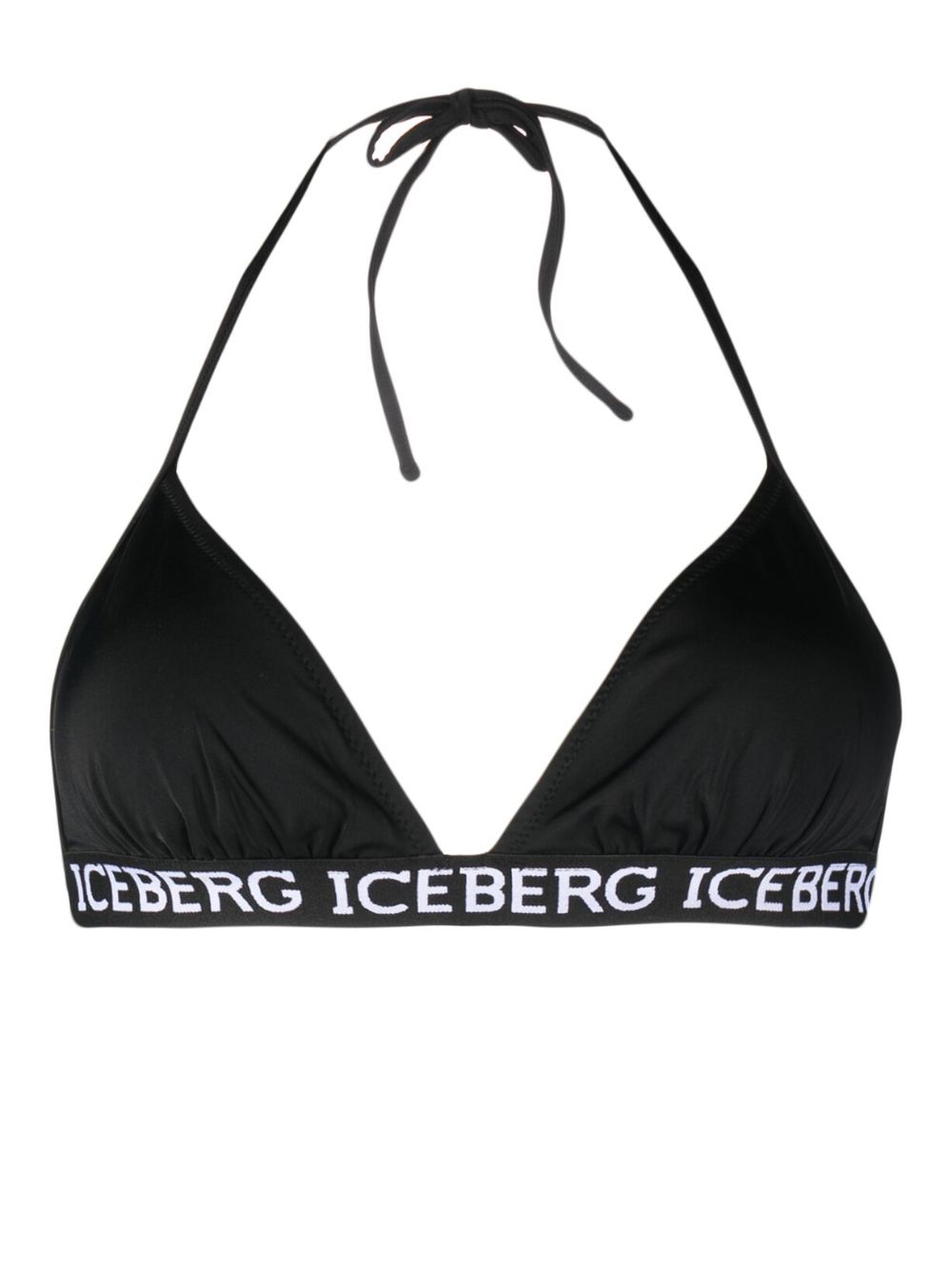 Iceberg logo饰带挂脖比基尼上装 - 黑色